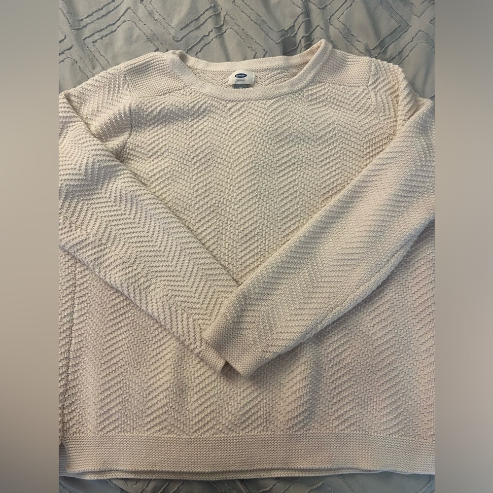 white knit sweater